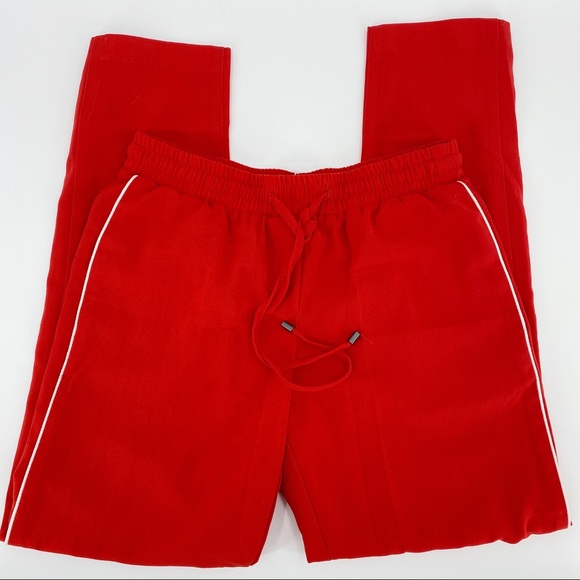 Topshop red high waisted joggers with pockets